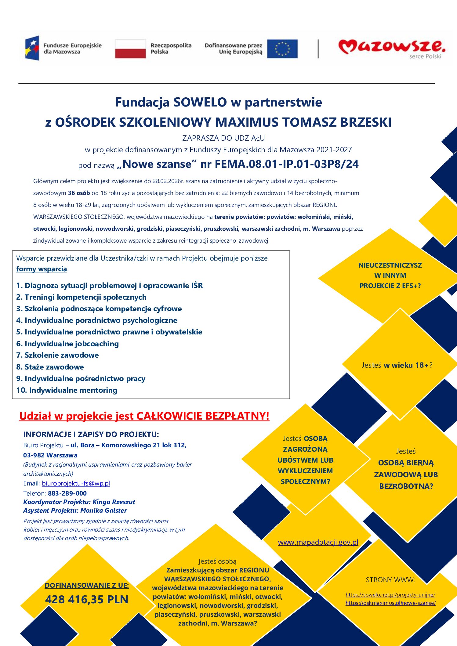 Fundacja SOWELO w partnerstwie z OŚRODEK SZKOLENIOWY MAXIMUS TOMASZ BRZESKI