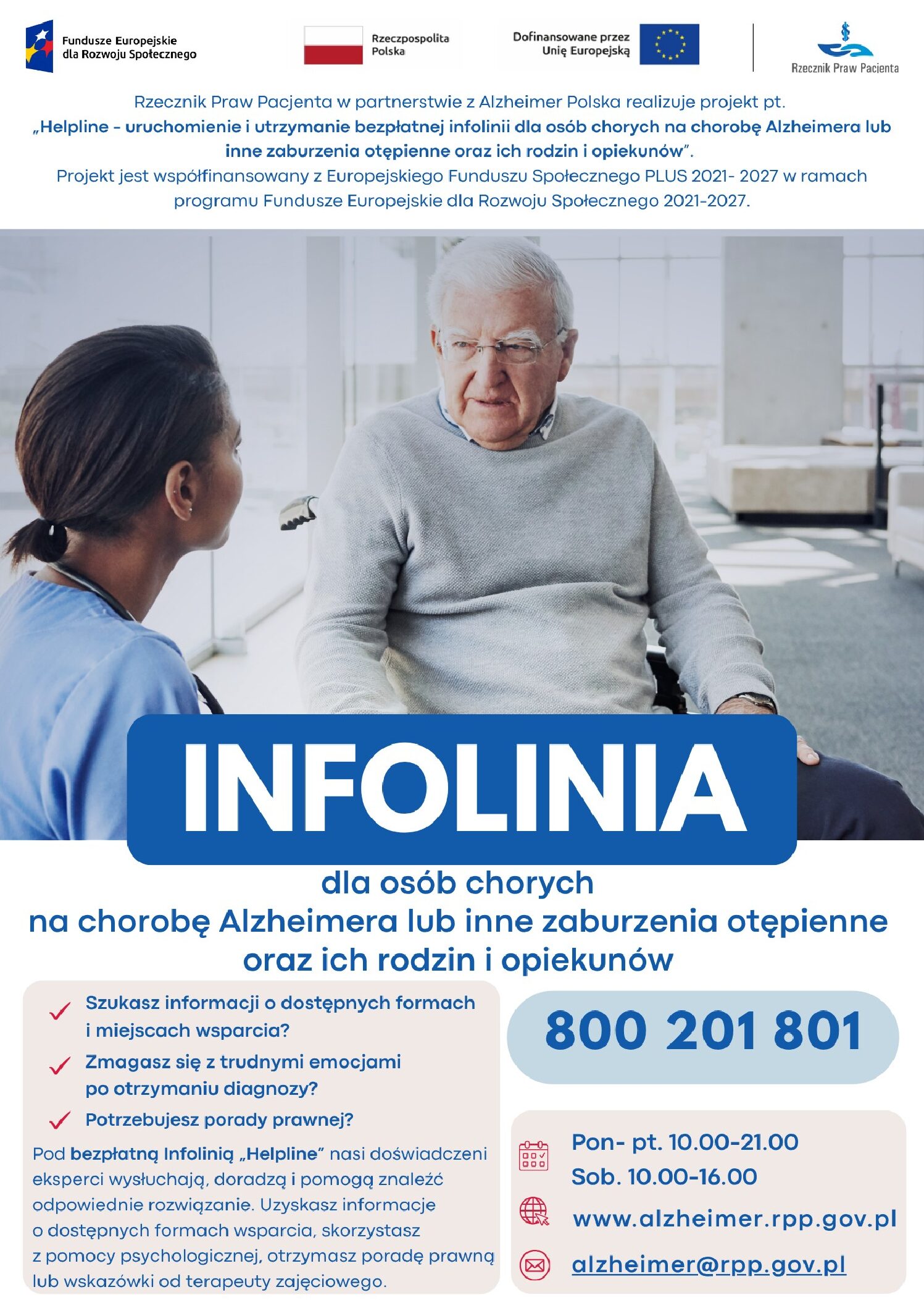 Infolinia dla osób chorujących na chorobę Alzheimera