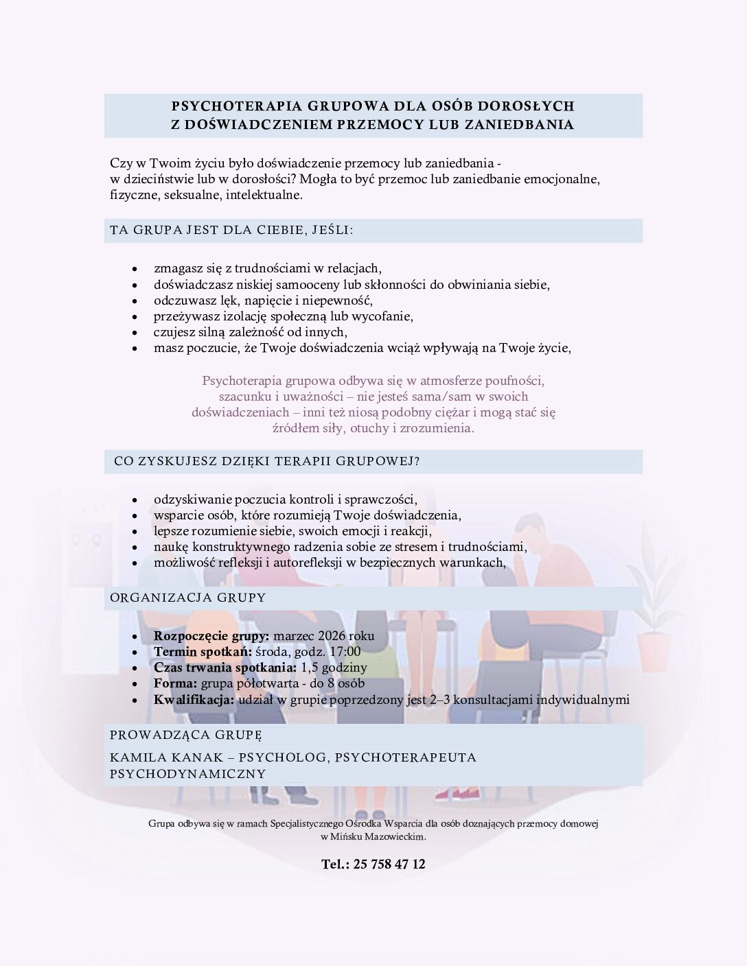 Grupa wsparcia dla osób doświadczających przemocy/zaniedbania